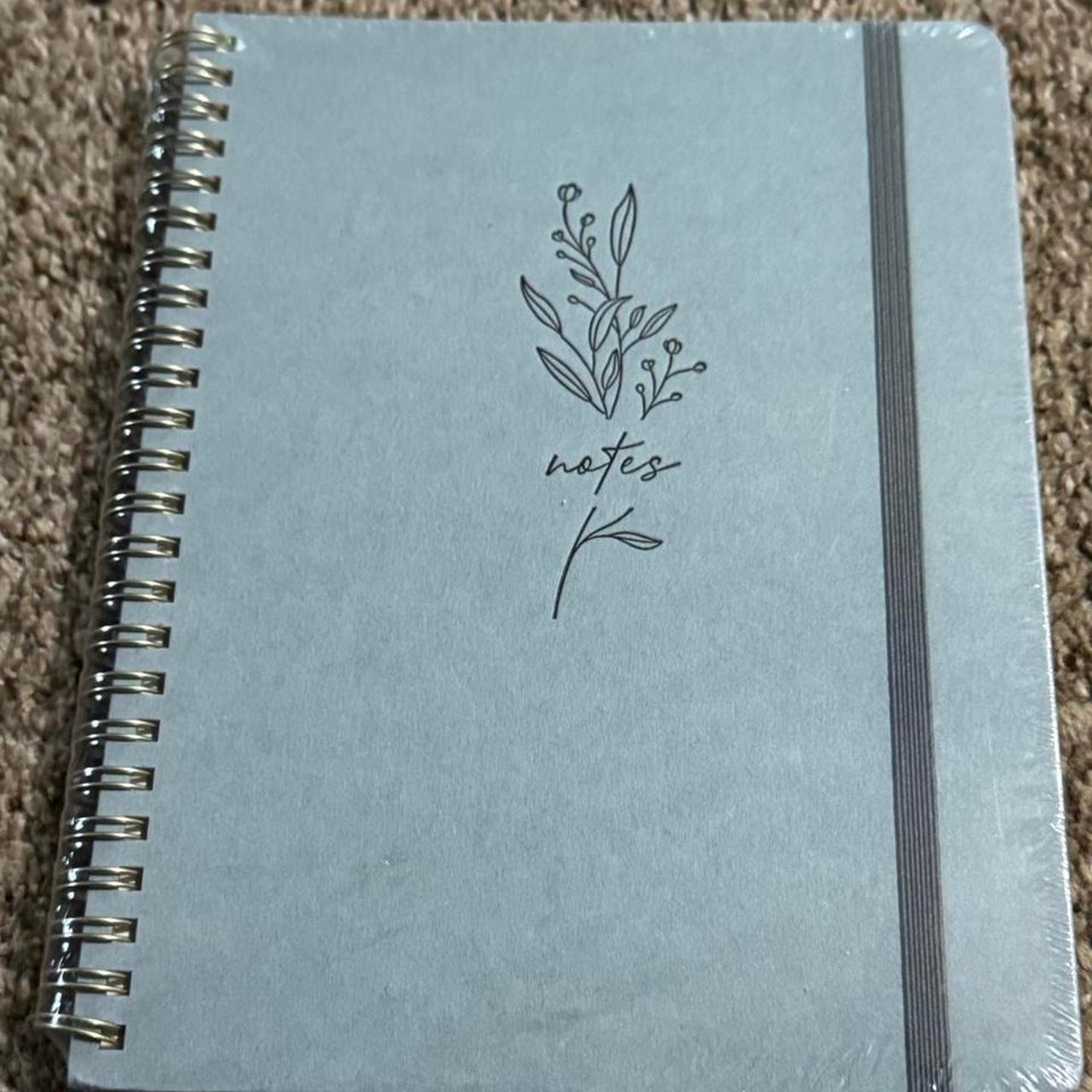Hoci Poci Dusty Blue Spiral Journal Floral Notes 8.3x6.6 New